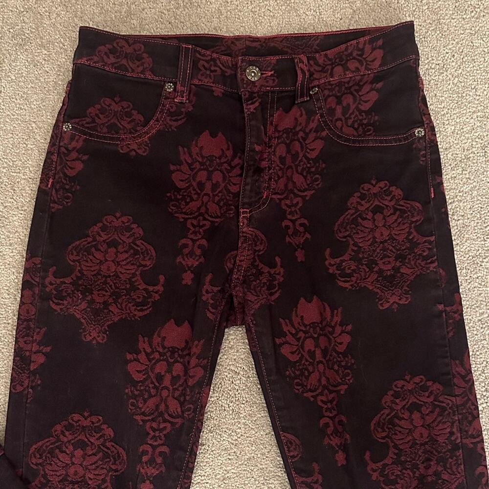 LF CAR MAR Black and Red Patterned Jeans